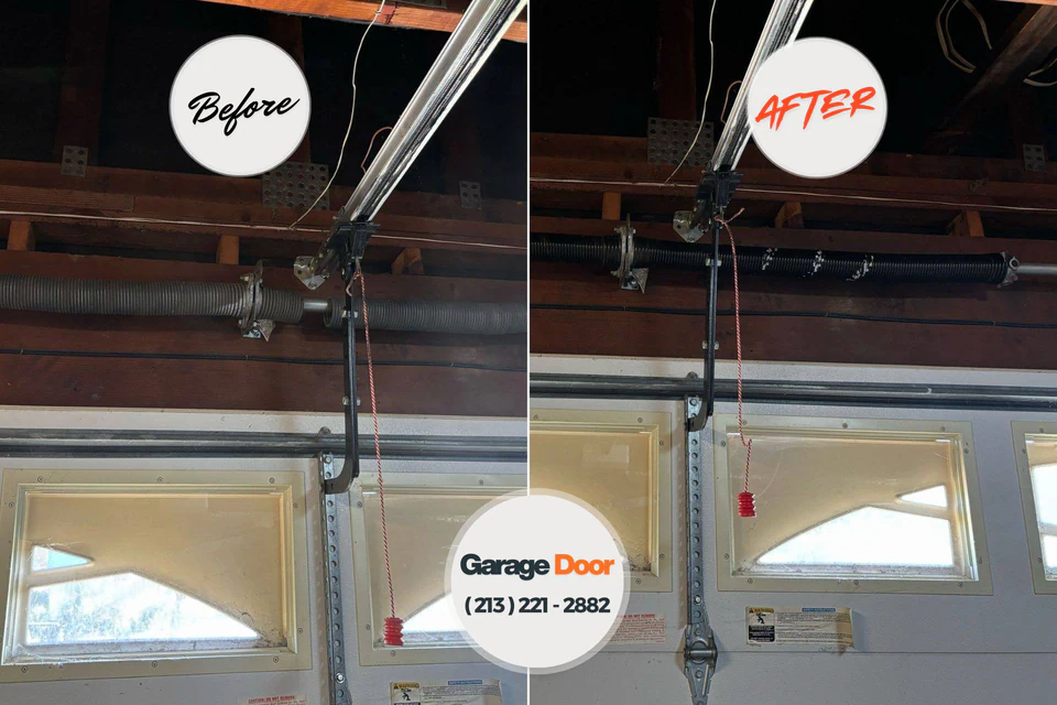 Before and after: garage door repair Wyoming, DE